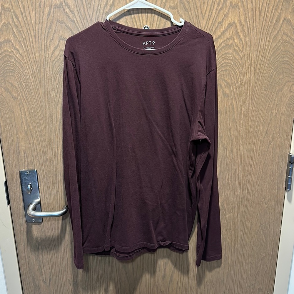 Maroon Burgundy Brown Apt. 9 Long Sleeve Tee Shirt Size Large